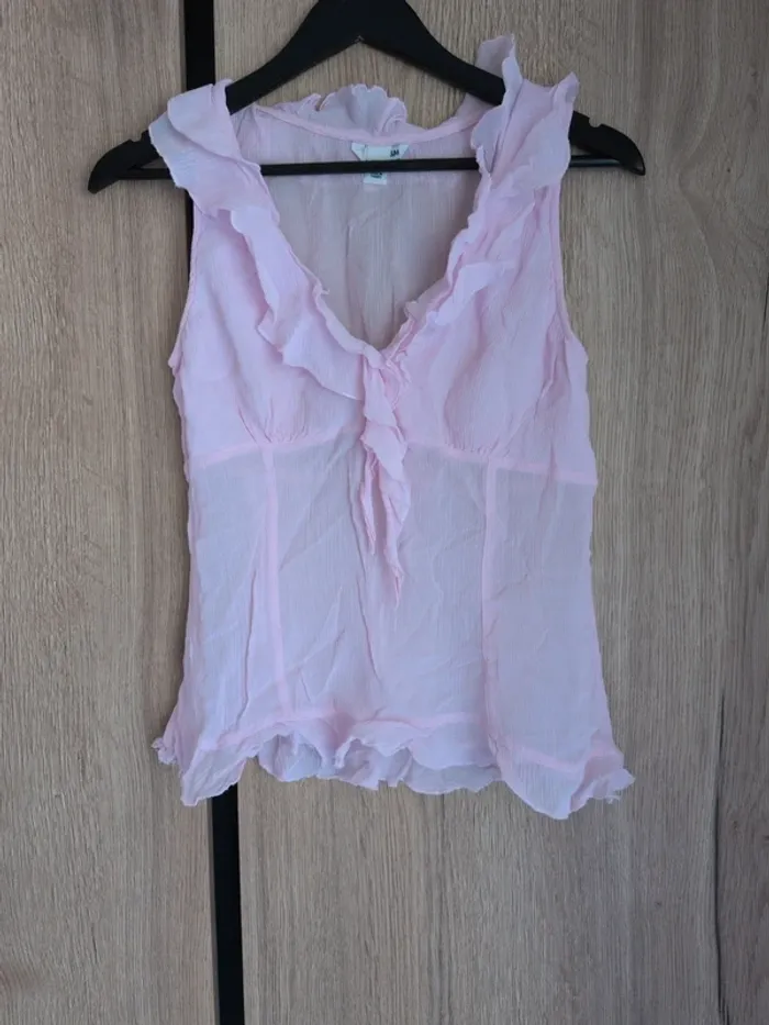 Top Rose Pâle Volants H&M Taille 40