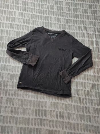 Tee-shirt manches longues rayures gris noir rg512 10 ans
