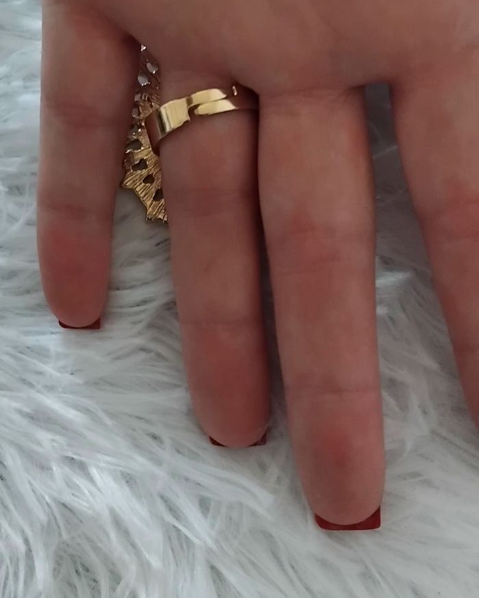 Bague ovale réglable style vintage - doré avec femme - photo numéro 2