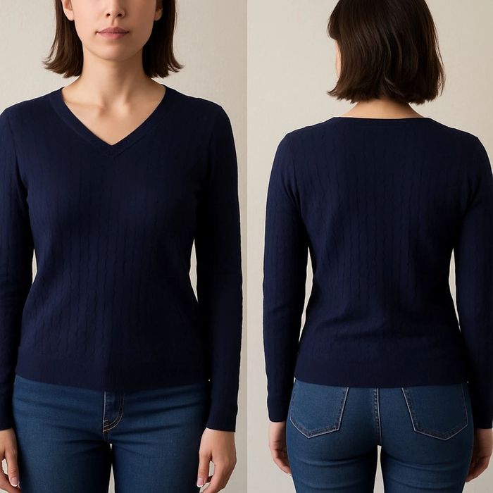 Pull Tommy Hilfiger bleu marine col V
