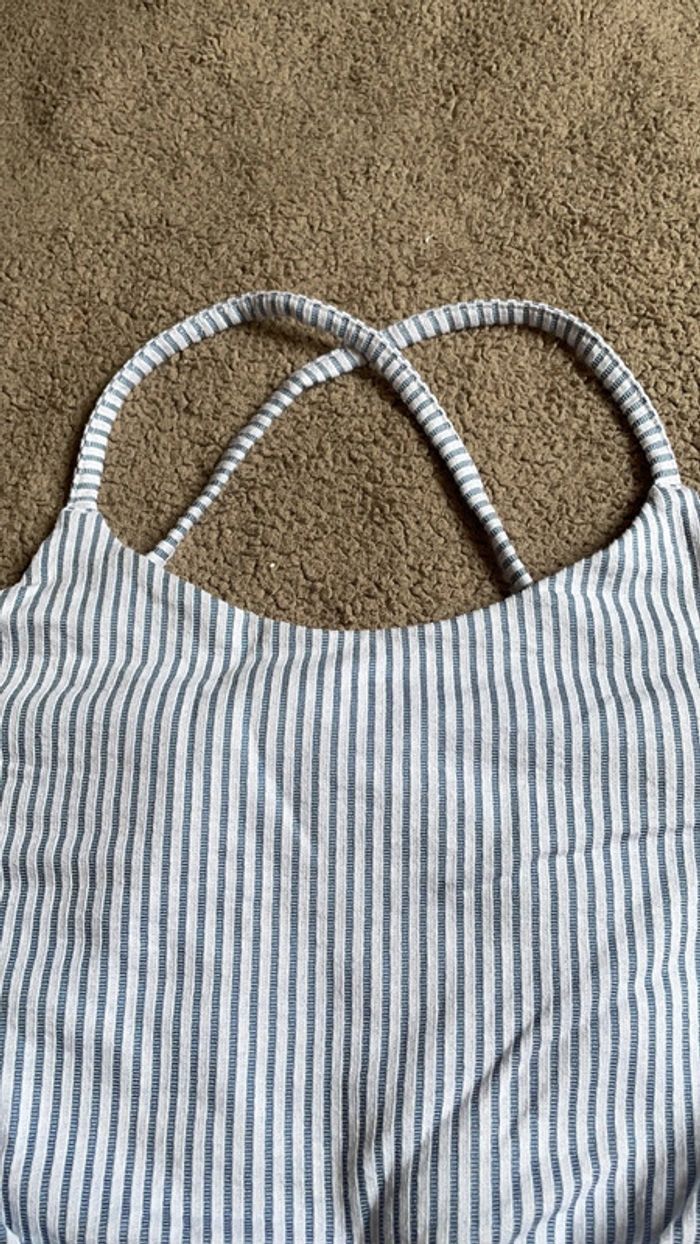 Débardeur à bretelles blanc à rayures bleues claires Kiabi taille M - photo numéro 2