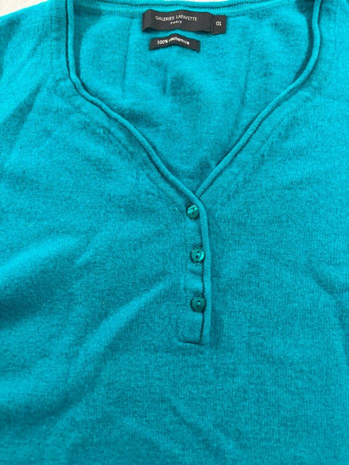 Sweat Galeries Lafayette 100% Cachemire Vert - Bleu canard Taille S - photo numéro 2