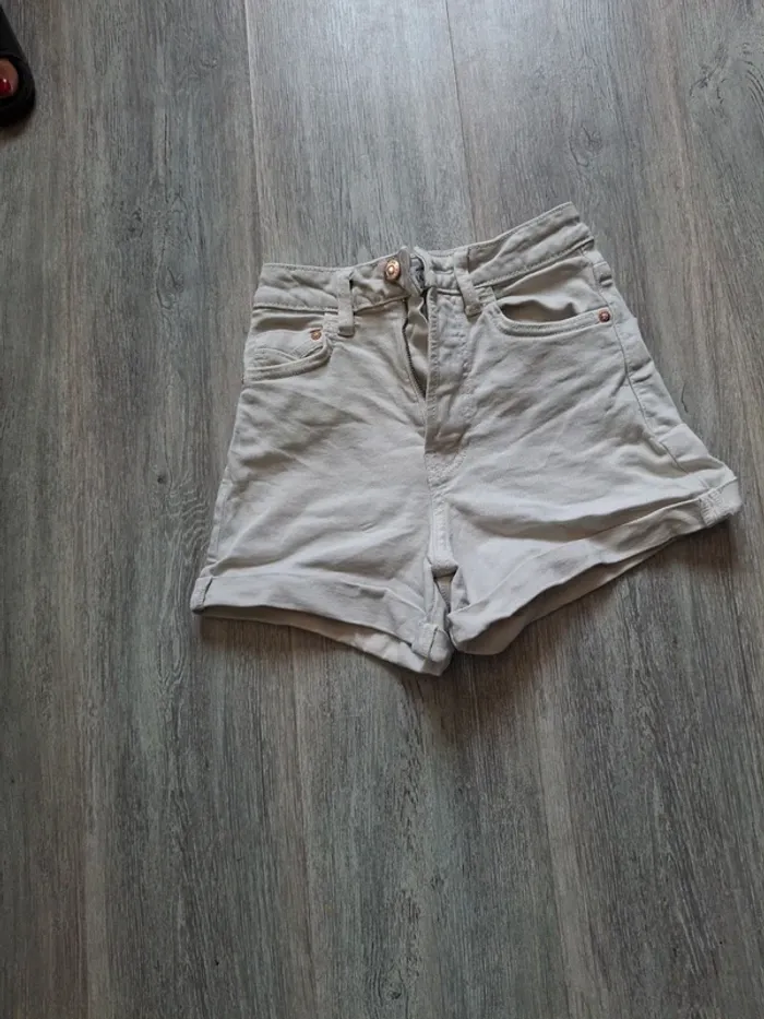 Short en jean Blanc - photo numéro 2