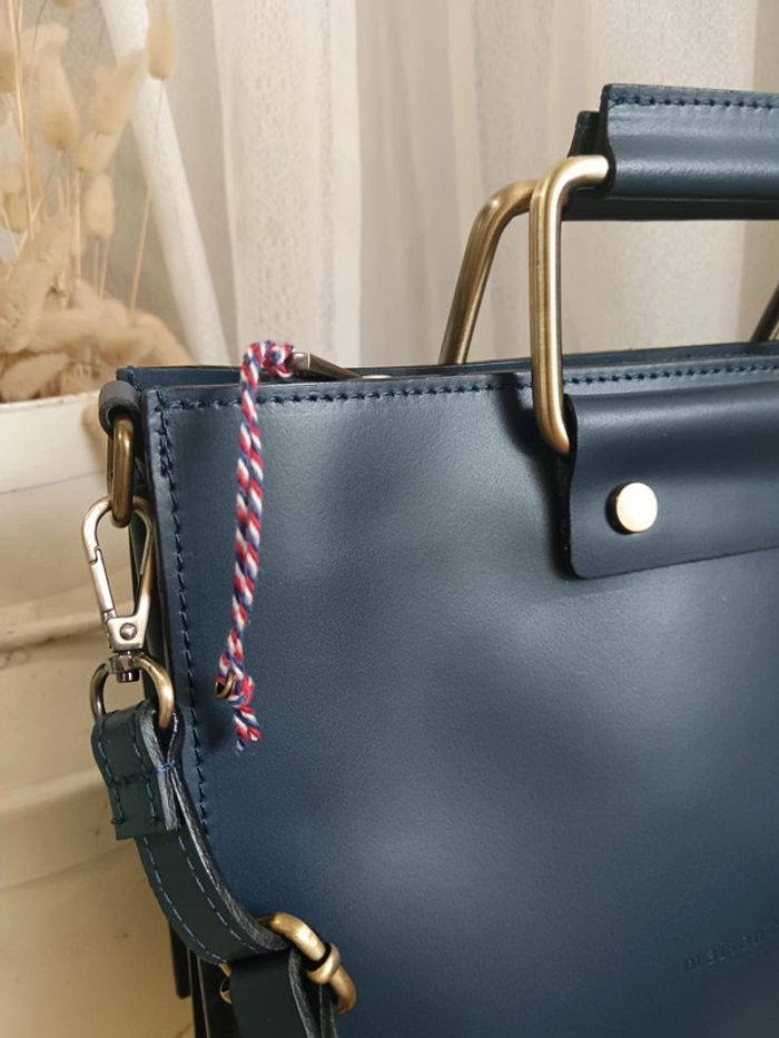 Maison Héritage | Sac cuir lisse bleu marine - photo numéro 16