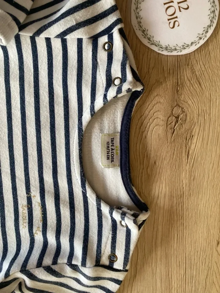Robe marinière hiver bébé fille 12 mois Tape à l’œil - photo numéro 3