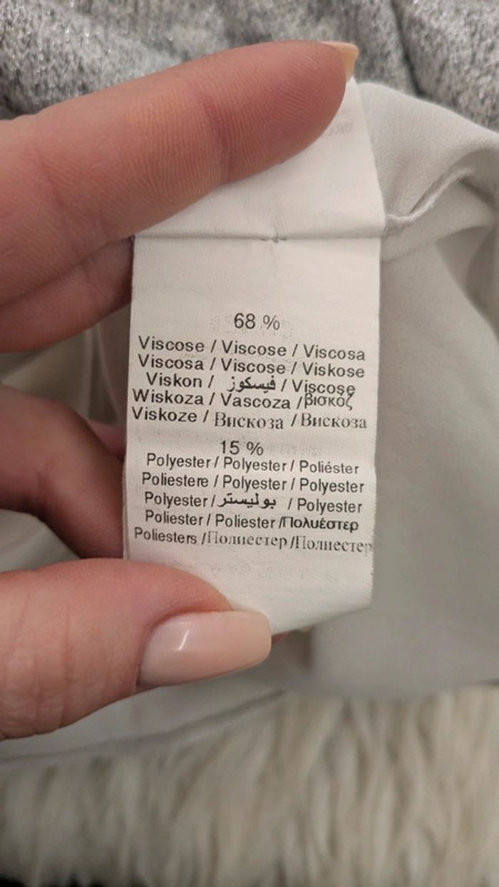 Haut pull léger manche 3/4 gris et blanc - photo numéro 7