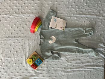 pyjama grenouillère en velours turquoise absorba 6 mois impression devant