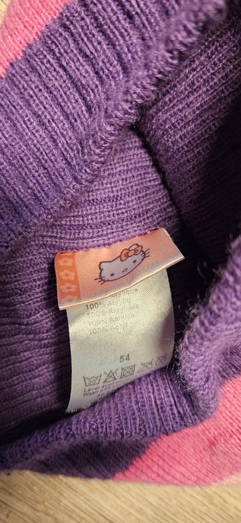 Bonnet rose/mauve/blanc Hello Kitty, taille 54
