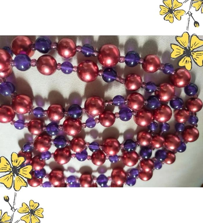 Collier bordeaux & violet double rang – Perles fantaisie – Élégance colorée - photo numéro 9