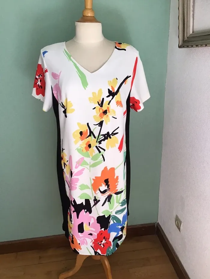 Robe multicolore manches courtes