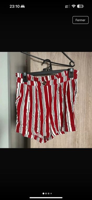 Short tissu rayé rouge et blanc