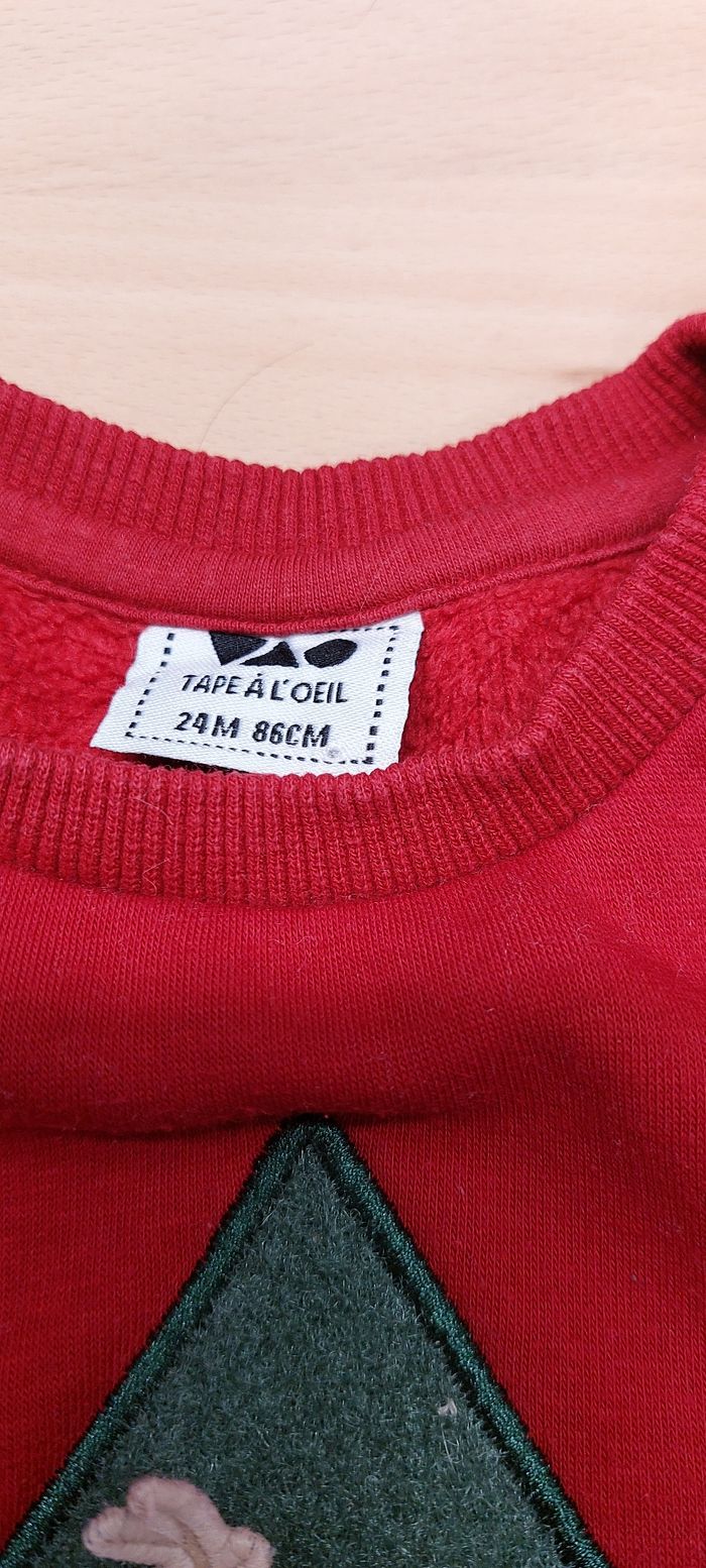 Pull Noël "Sapin et renne " rouge et vert T'ai 24 mois - photo numéro 5