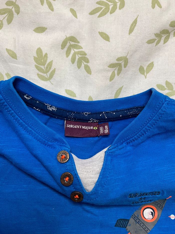 teeshirt manches longues bleu et gris 3 ans sergent major - photo numéro 6