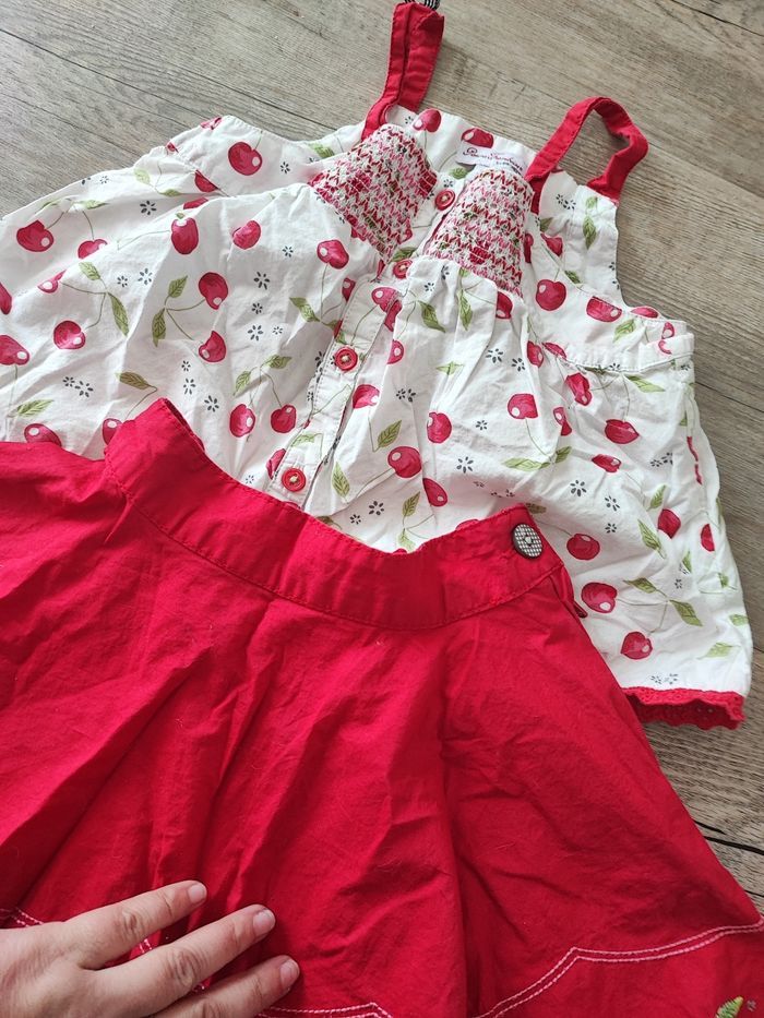 Ensemble jupe et tee shirt cerise orchestra 4ans - photo numéro 2
