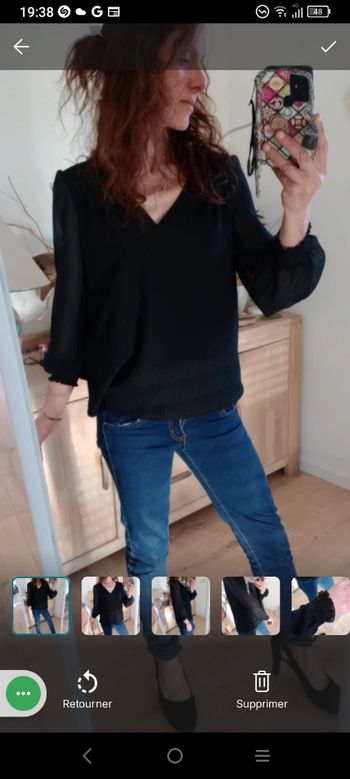 Haut noir M  à manches transparentes - Bréal c72