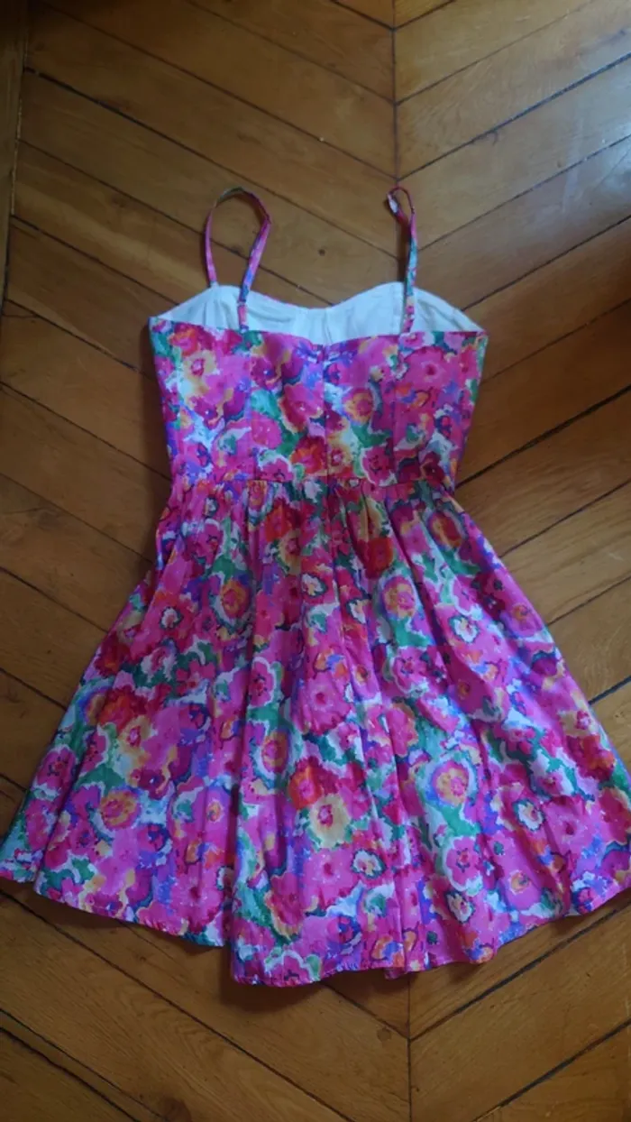 Robe d'été chic rose fleuries Opullence t 34 36 XS 100 % Coton - photo numéro 6