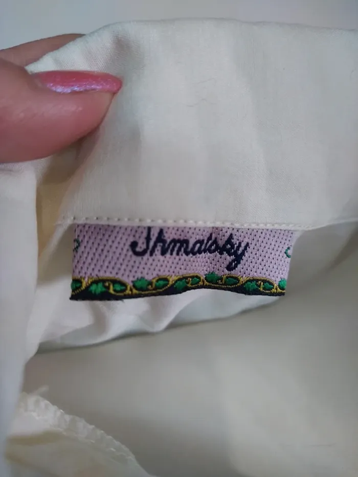 Chemisier chemise top tunique blanc lettre letter argent or vintage - photo numéro 3