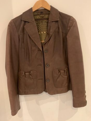Veste cuir véritable marron femme Naf naf taille 36