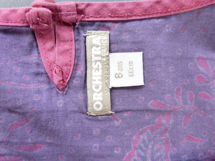 Blouse sans manche popeline violet rose fleurs Orchestra 8 ans 128 cm fille - photo numéro 2