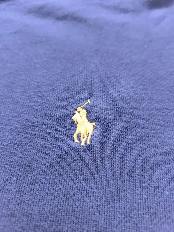 Sweat capuche zippé homme Ralph Lauren taille S bleu marine logo jaune - trou manche - photo numéro 6