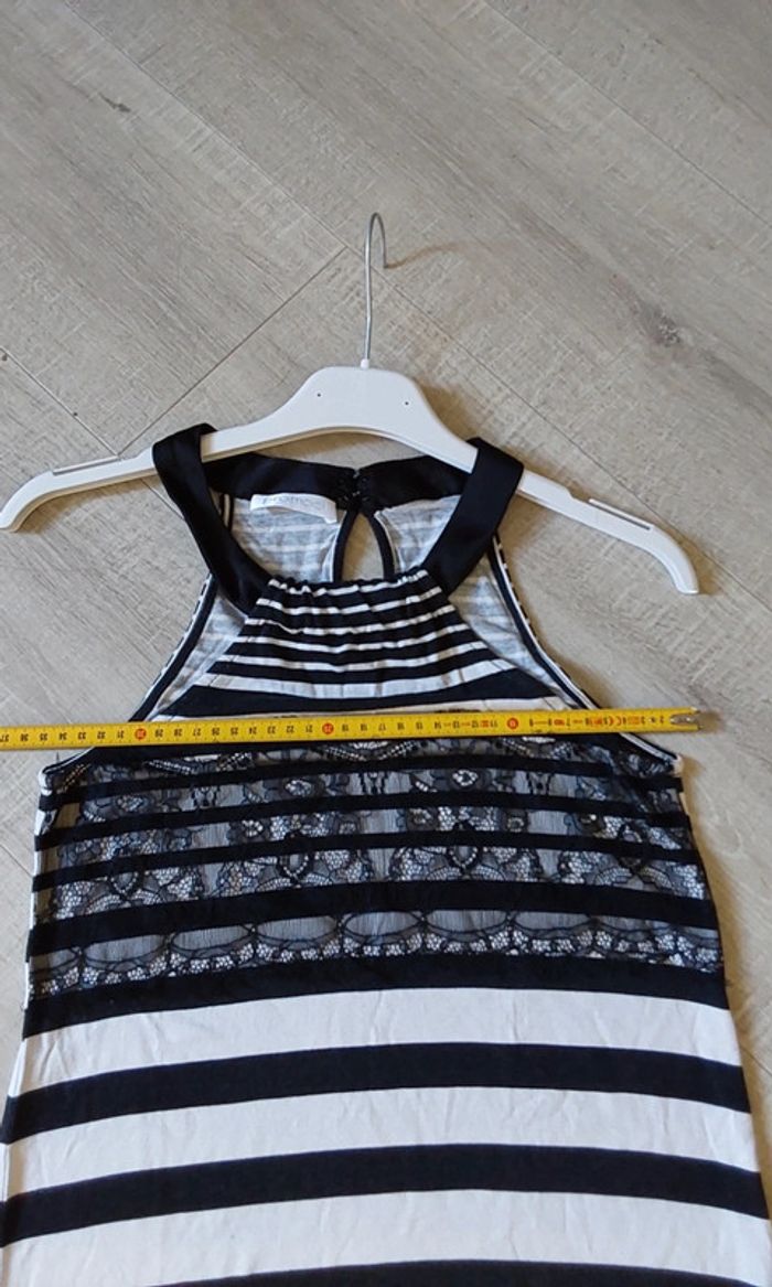Robe rayures et dentelle noir et blanc T34 - photo numéro 11