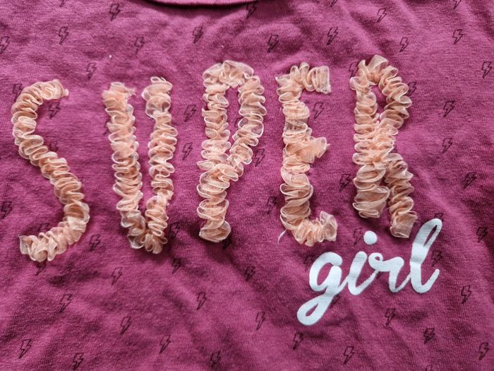 Teeshirt manches longues fille TQF rose court super girl - photo numéro 2