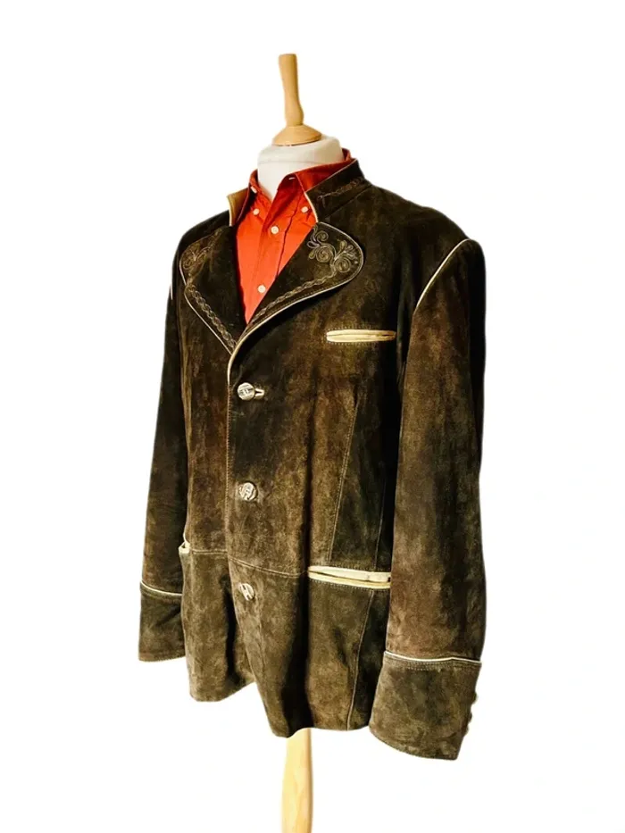 🍁 Veste daim autrichienne vintage Trachten 54/XL Cottagecore Oktoberfest Austrian leather jacket🍁 - photo numéro 5