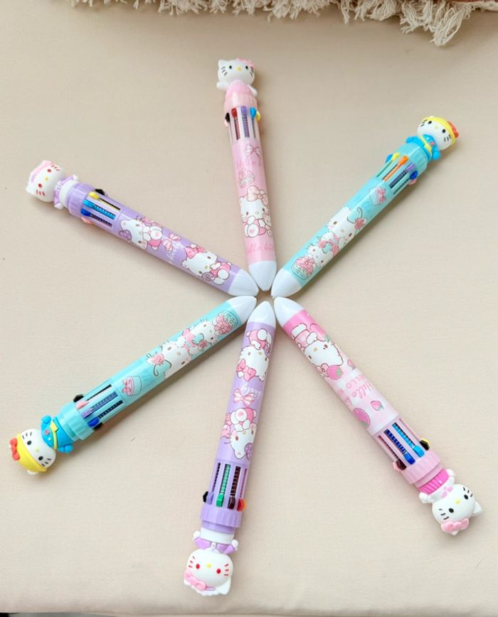 6 stylos à billes Hello Kitty 10 couleurs - photo numéro 2