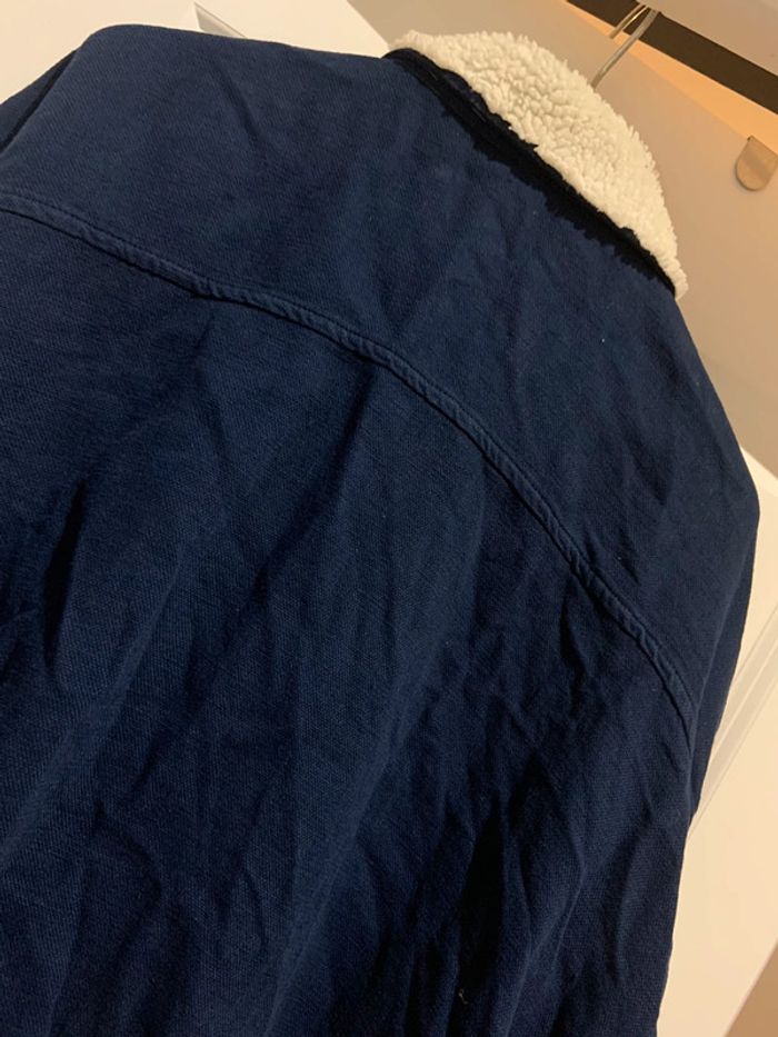 🔝 Veste manches longues Zara bleue marine effet mouton en coton et lin taille S 36 - photo numéro 4