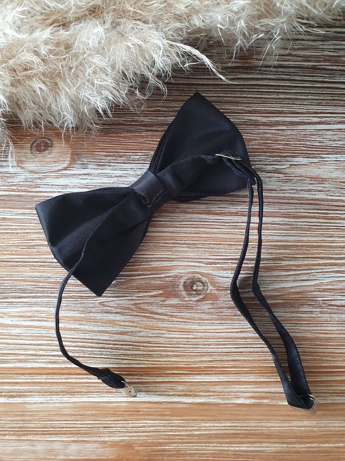 Noeud papillon noir satiné - photo numéro 3