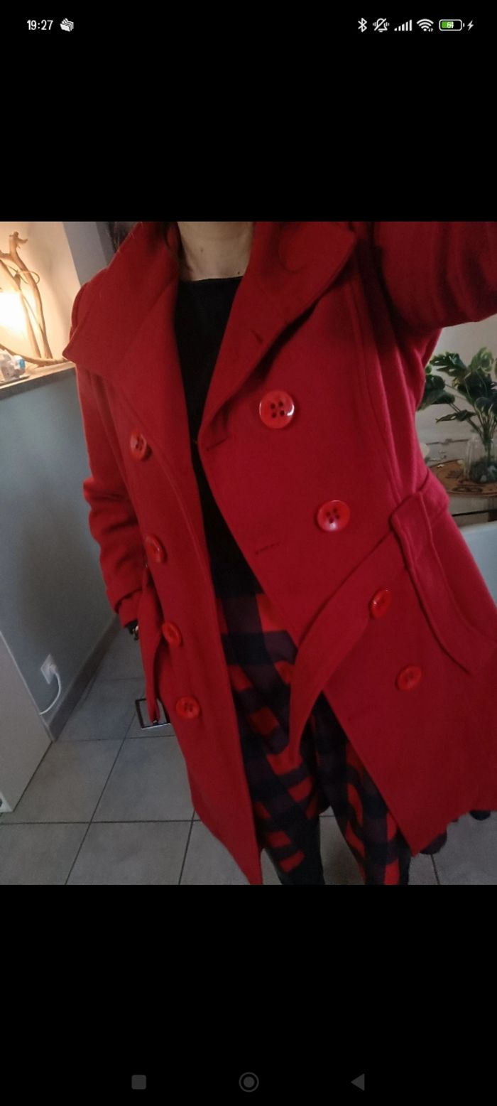 Manteau rouge cintré Zuiki - photo numéro 2