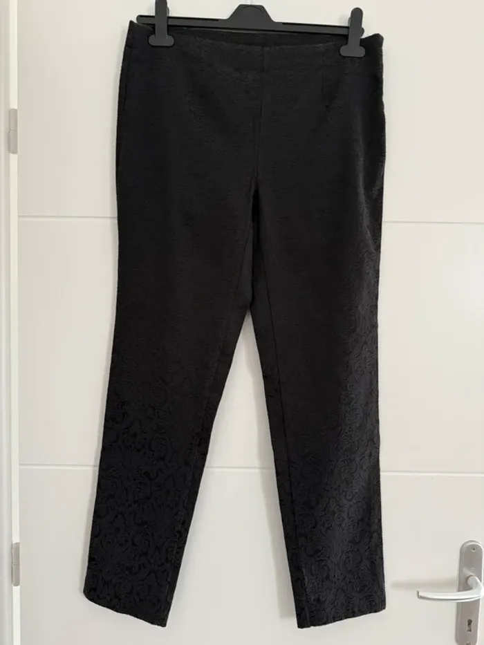 Pantalon legging noir droit long jacquard tailleur costume pantaloni pantalones Vloeiende Calças