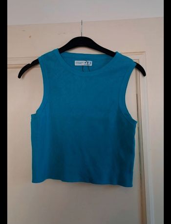 Top turquoise court femme