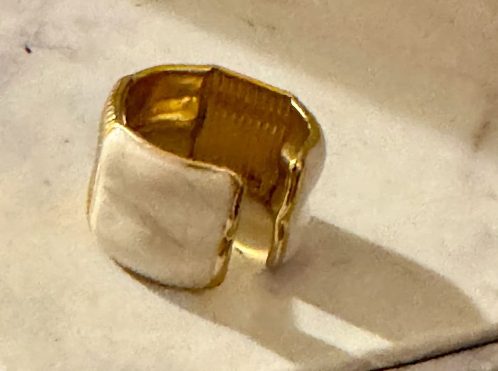 Large réglable résine écrue acier inoxydable or - photo numéro 4