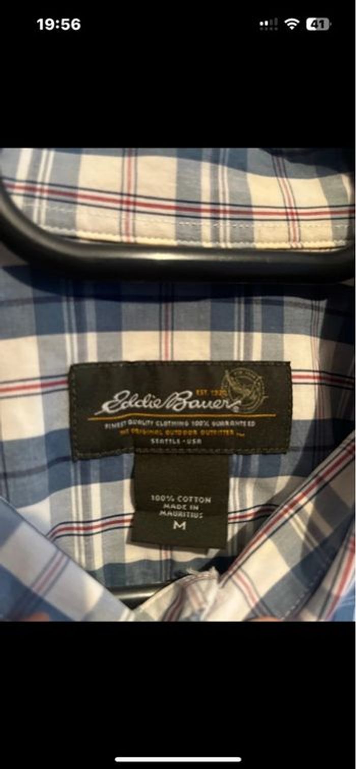 Chemise Homme à Carreaux Bleu et Rouge - Manches Courtes - Élodie Bauer (Taille M) - 100% Coton - photo numéro 3