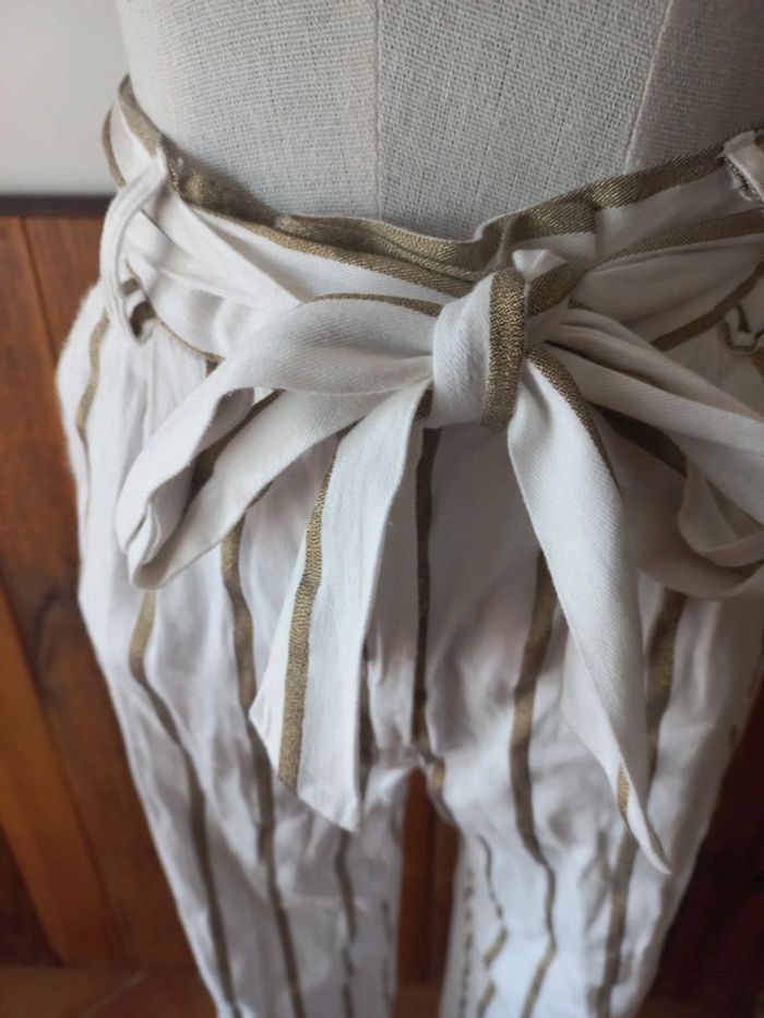 Pantalon rayé blanc/brillant - photo numéro 3