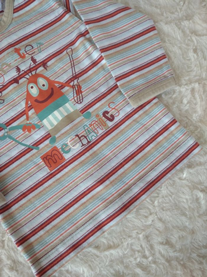 Tee shirt chemise manches longues Garçon 6 mois Monstre Monster mecanics Kitchoun - photo numéro 6