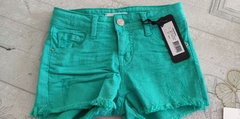 Short fille jean vert