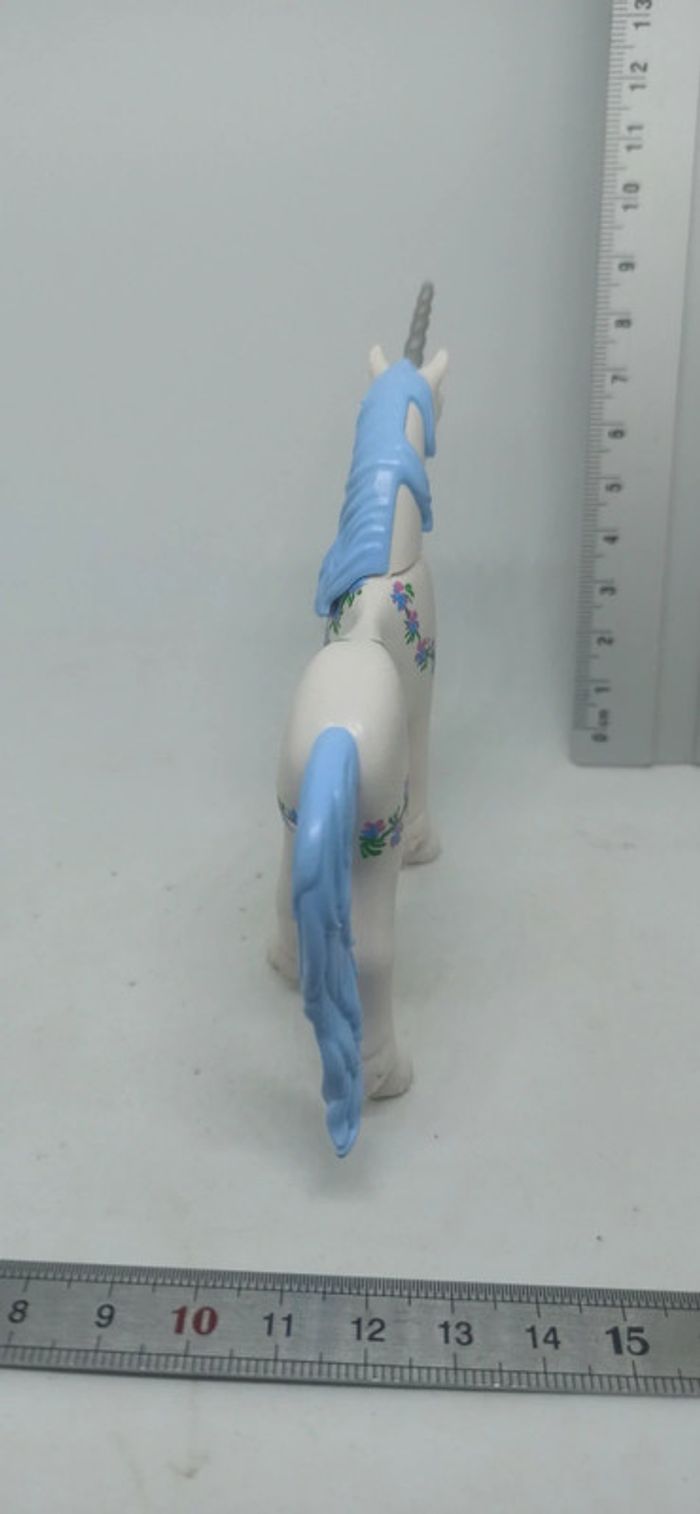 Licorne blanche et bleue à fleurs playmobil - photo numéro 5