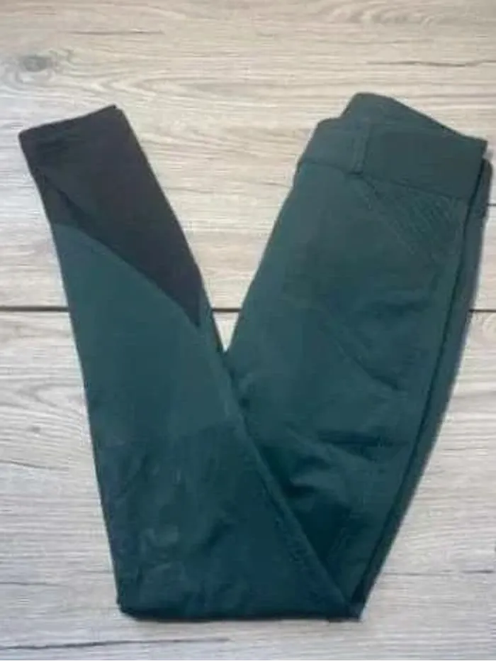 Pantalon Equitheme vert série Joséphine, taille  36  (S), grip  aux  genoux,  très  bon  état
