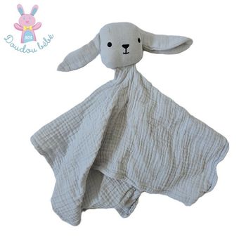 Doudou plat Lapin Mouton lange gris noir BOUT'CHOU MONOPRIX