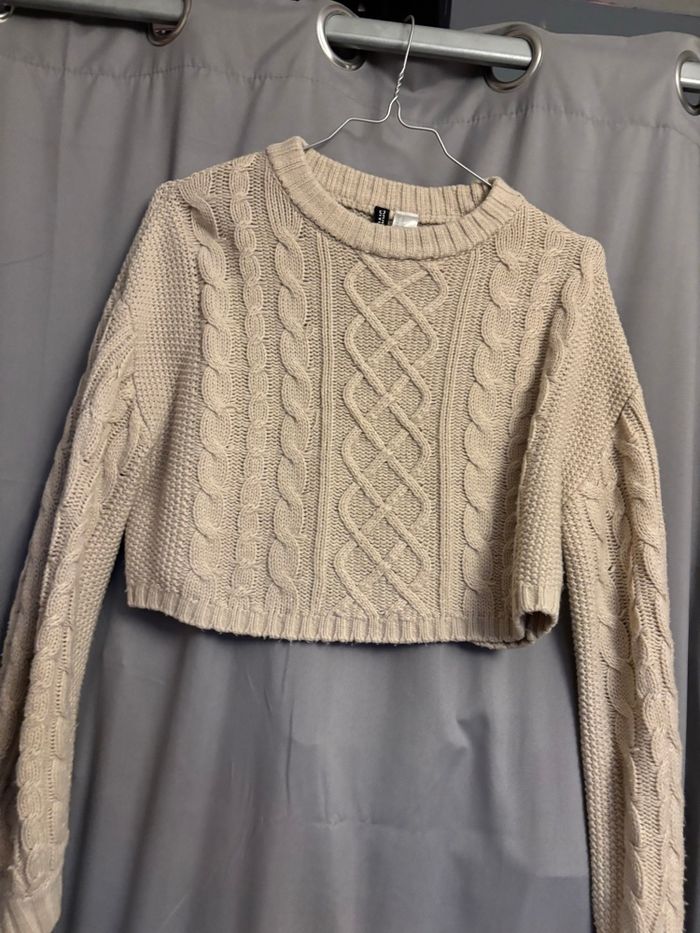 pull beige crop top - photo numéro 6