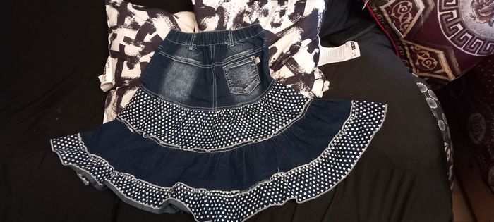 Jupe en jean bleu nuits blanche avec de points noir âge:6ans - photo numéro 2
