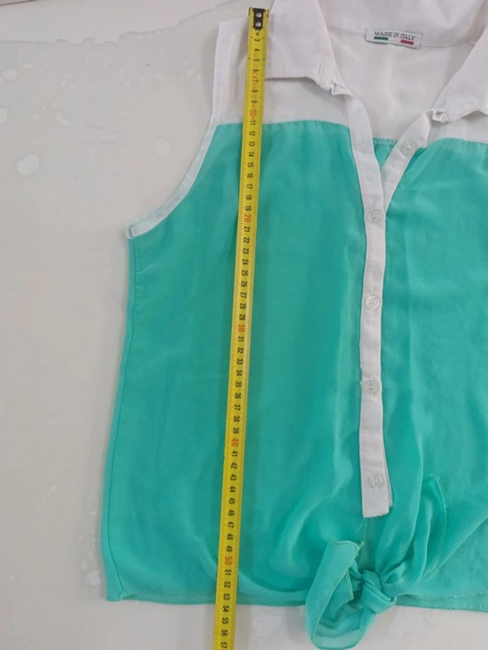Top chemise nouée verte et blanche - photo numéro 6