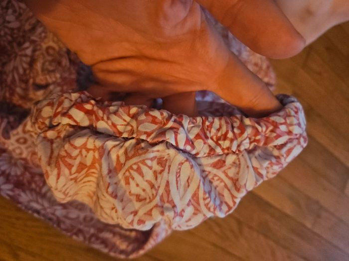 Jupe longue légère à volants, motif bohème, rouge et blanc, taille S/M - photo numéro 8
