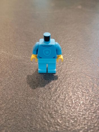 Torso police shirt with bright light blue start badge logo d,et hips and legs plain