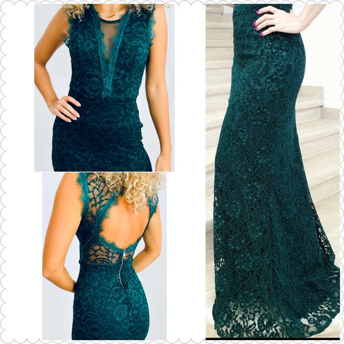 Magnifique robe longue vert sapin neuve