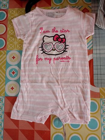 Combinaison rayée rose/blanche 9mois