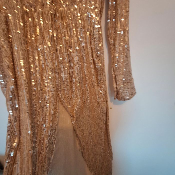 Robe chique avec paillettes beige taille unique - photo numéro 5