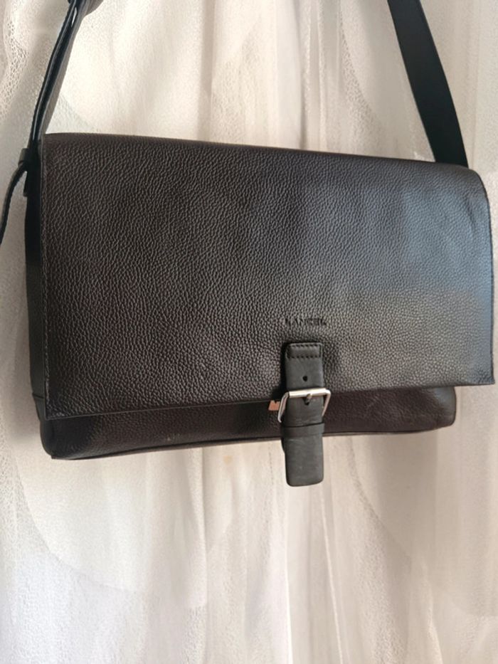 Lancel | saccoche cuir grainé marron foncé - photo numéro 3